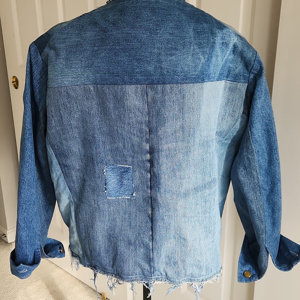B Sides Reworked Lou Patchwork Denim Jacket SZ M/L Handmade - Picture 4 of 8